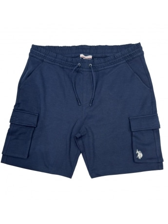 U.s. Polo shorts blu navy uomo in cotone con tasconi sul lato logo ricamato