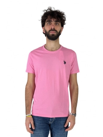 U.s. Polo tshirt rosa uomo in cotone logo ricamato sul petto