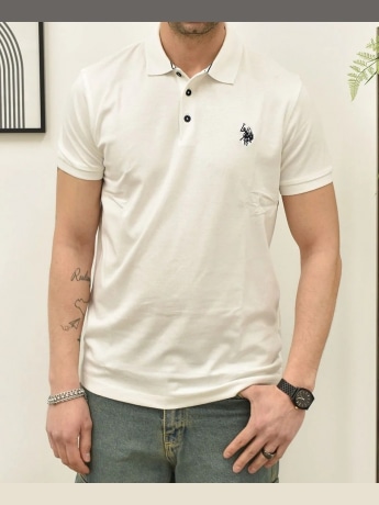 U.s. Polo polo bianca uomo in cotone logo ricamto sul petto