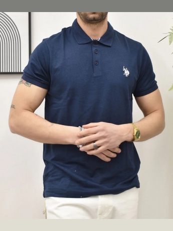 U.s. Polo polo blu navy uomo in cotone logo ricamato sul petto