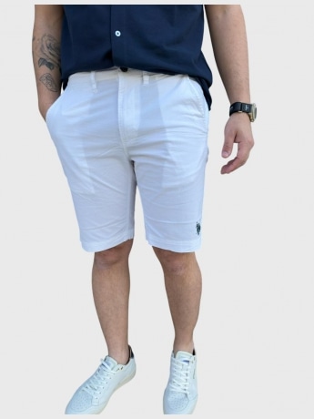 U.s. Polo shorts bianco uomo in cotone mini logo sul fondo