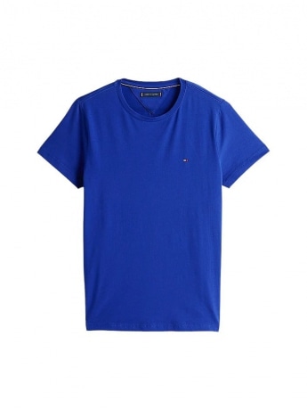 Tommy Hilfiger tshirt blu royal uomo in cotone micro logo sul petto