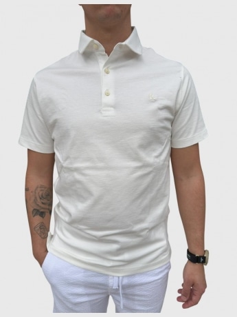 Harmont&blaine polo crema uomo in cotone mini logo sul petto