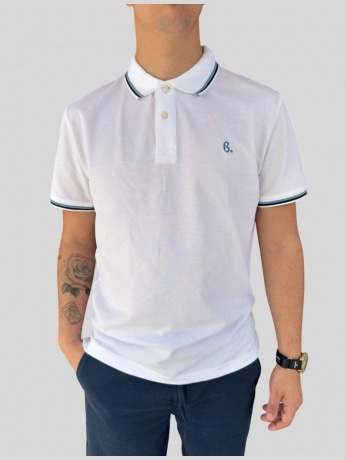 Harmont&blaine polo bianca uomo in piquet di cotone mini logo sul petto