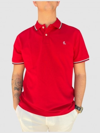 Harmont&blaine polo rossa uomo in piquet di cotone mini logo sul petto