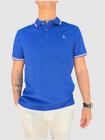 Harmont&blaine polo blu royal uomo in piquet di cotone mini logo sul petto