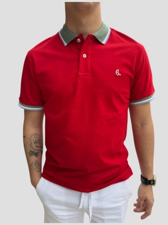 Harmont&blaine polo rossa uomo in piquet di cotone mini logo sul petto