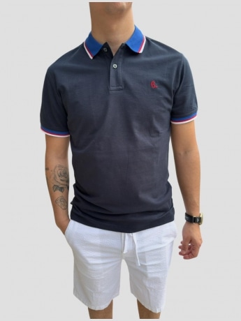Harmont&blaine polo blu navy uomo in piquet di cotone mini logo sul petto