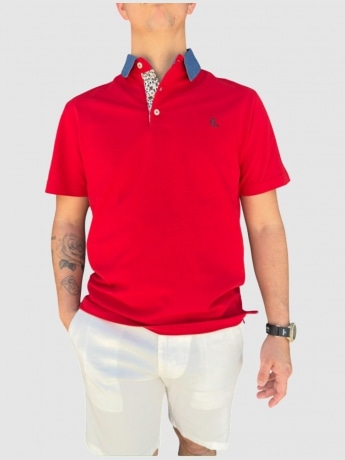Harmont&blaine polo rossa uomo in piquet di cotone mini logo sul petto