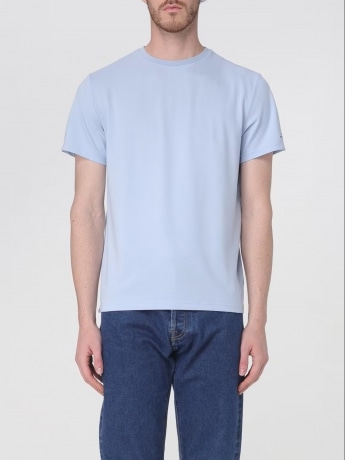 Peuterey tshirt celeste uomo in cotone mini logo sul braccio