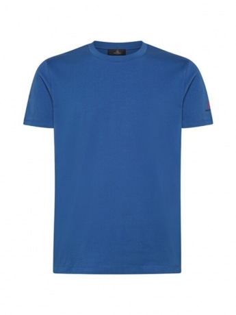 Peuterey tshirt blu royal uomo in cotone mini logo sul braccio