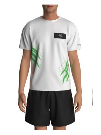 Plein Sport tshirt bianca uomo con dettaglio verde logo sul petto