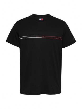 Tommy Jeans tshirt nera uomo in cotone logo lettering sul davanti