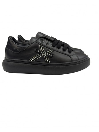 Richmond scarpe nere donna in ecopelle logo sul lato con strass