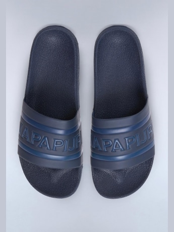 Napapijri ciabatte blu navy uomo in gomma maxi logo sul davanti
