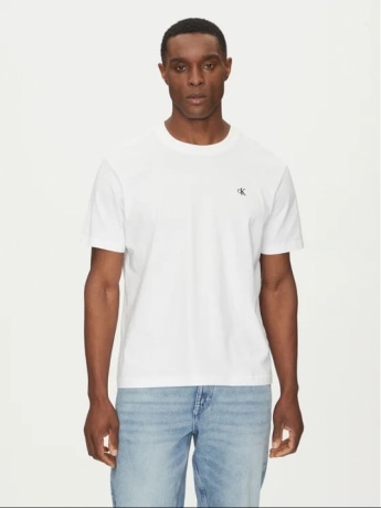 Calvin Klein tshirt bianca uomo in cotone maxi logo sul retro