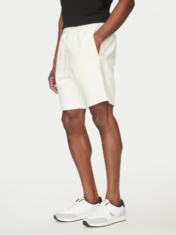 Calvin Klein shorts bianco uomo in cotone logo lettering sul lato