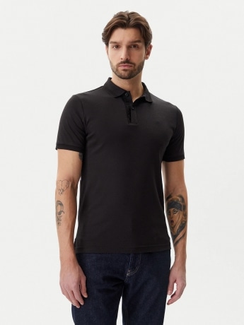 Calvin Klein polo nera uomo in cotone mini logo sul petto