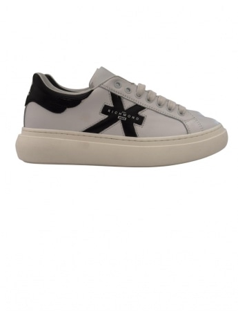 Richmond scarpe bianche ragazzo in ecopelle logo a contrasto sul lato