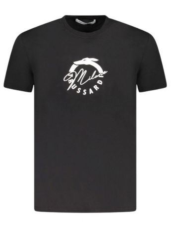 Trussardi tshirt nera uomo in cotone logo a contrasto sul davanti