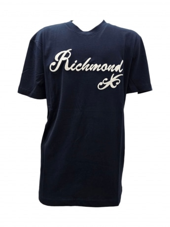 Richmond tshirt blu navy uomo in cotone maxi logo ricamato sul davanti