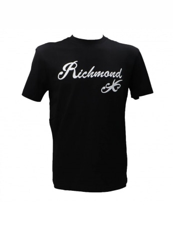 Richmond tshirt nera uomo in cotone logo ricamato sul davanti a contrasto