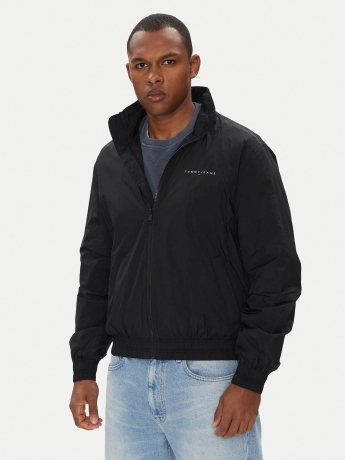 Tommy Jeans giubbotto nero uomo leggero mini logo sul petto