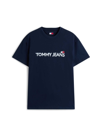 Tommy Jeans tshirt blu navy uomo in cotone maxi logo sul davanti