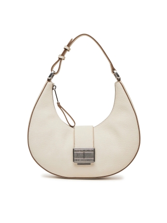 Tommy Jeans borsa ecru donna in similpelle logo in metallo sul davanti