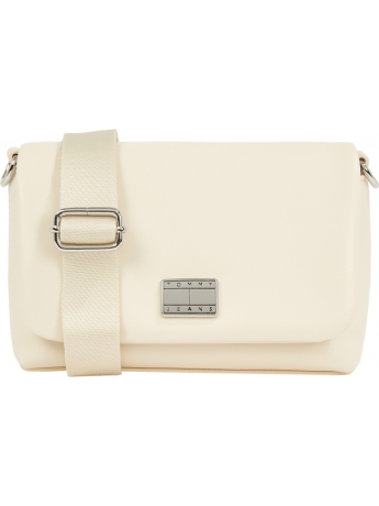 Tommy Jeans borsa ecru donna in ecopelle con tracolla logo sul davanti