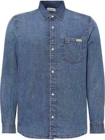 Calvin Klein camicia in denim uomo in cotone mini logo sul petto
