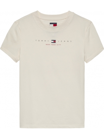 Tommy Jeans tshirt bianca donna in cotone logo lettering sul davanti