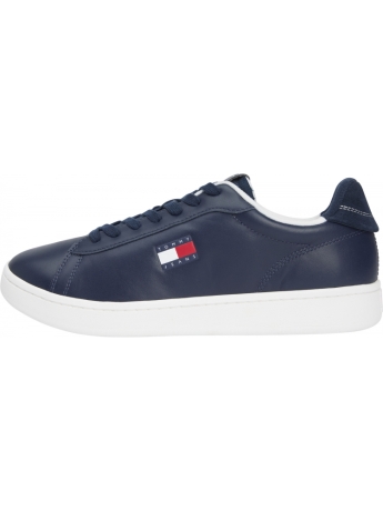 Tommy Jeans scarpe blu navy uomo in pelle logo sul lato