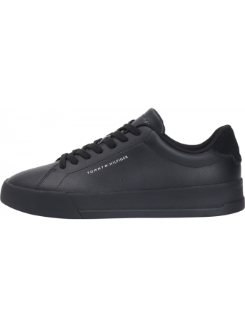 Tommy Jeans scarpe nere uomo in ecopelle logo lettering sul lato