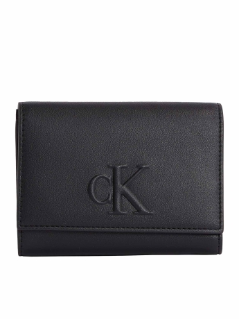 Calvin Klein portafoglio nero donna in ecopelle logo in rilievo
