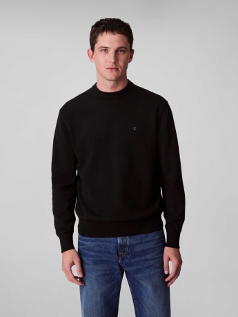 Calvin Klein maglia nera uomo in cotone mini logo sul petto