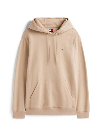 Tommy Jeans felpa beige uomo in cotone con cappuccio logo sul petto