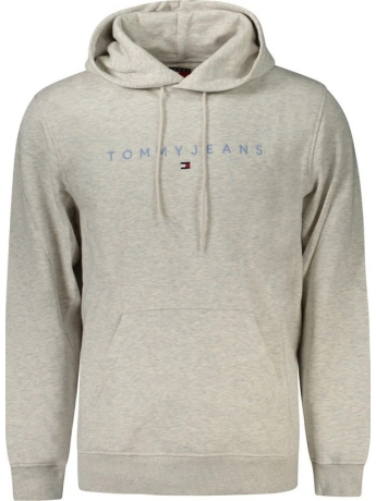 Tommy Jeans felpa grigia uomo in cotone con cappuccio logo lettering sul davanti