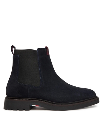 Tommy Hilfiger scarpe blu navy uomo in camoscio mini logo sul davanti