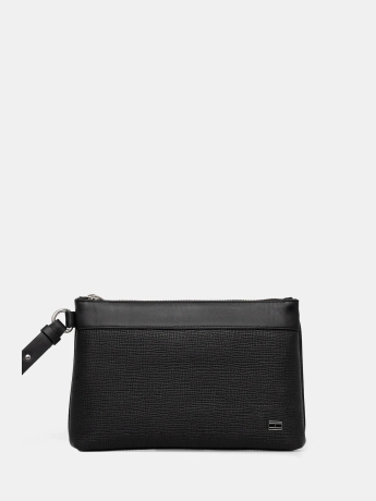 Tommy Hilfiger pochette nera uomo in similpelle da polso logo sul fondo