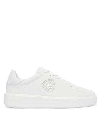 Blauer scarpe bianche uomo in pelle logo scudetto sul lato