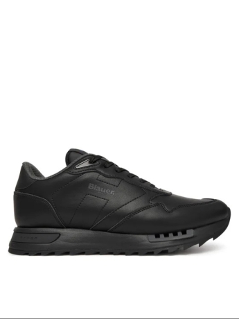 Blauer scarpe nere uomo in ecopelle logo sul lato