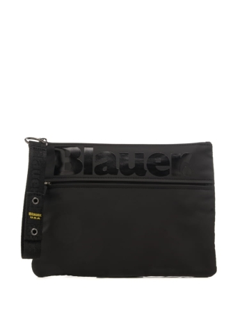 Blauer pochette nera uomo in tessuto logo sul davanti