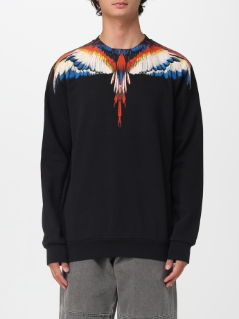 Marcelo Burlon felpa nera uomo in cotone girocollo maxi logo