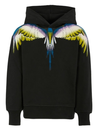 Marcelo Burlon felpa nera uomo in cotone con cappuccio maxi logo