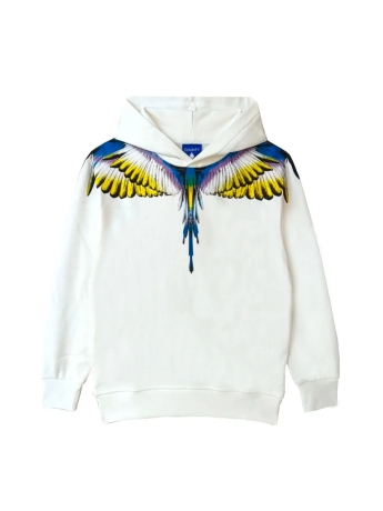 Marcelo Burlon felpa bianca uomo in cotone con cappuccio maxi logo