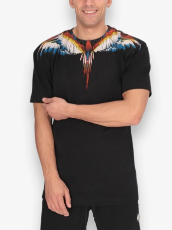 Marcelo Burlon tshirt nera uomo in cotone maxi logo