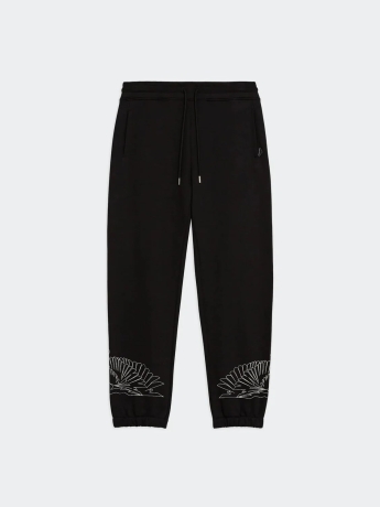 Marcelo Burlon pantalone nero uomo tuta in cotone maxi logo a contrasto