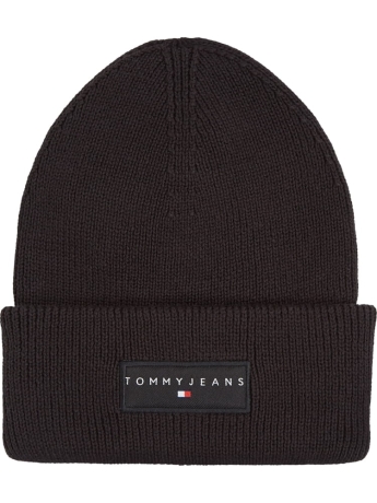 Tommy Jeans cappello nero uomo in cotone patch logo sul davanti