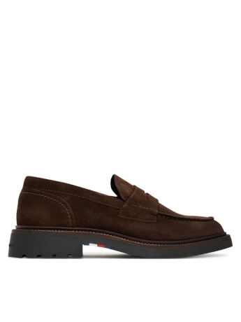 Tommy Hilfiger mocassino marrone uomo in camoscio mini logo sul retro